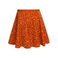 thumbnail image 4 of Doomiva Kids Girls Sparkly Sequin Skirt Elastic Waist Ruffle A-Line Velvet Glitter Christmas Party Skirt Dancewear Orange 6, 4 of 5
