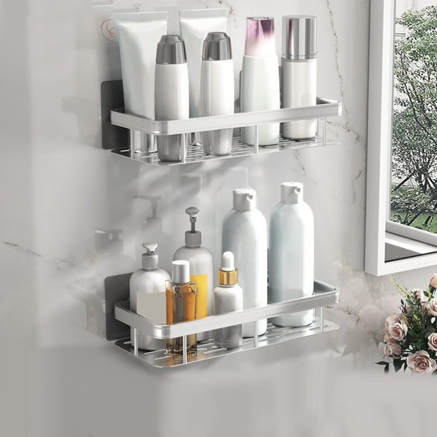 Estantes de ducha Soporte de almacenamiento montado en la pared Estante de especias de cocina autoadhesivo Estante de champú de ducha montado en de doble capa BLESIY estante de baño