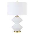 thumbnail image 1 of Henn&Hart 14" Matte White/Brass Metal/Glass/Fabric Table Lamp, 1 of 8