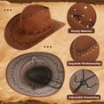 thumbnail image 3 of ColoMX Disfraz de cosplay de vaquero para hombres Vest Western Cowboy Vest casual Finge Hippie Disfraz Chaleco Western Party Bandanas Cowgirl Hat Brown 140-160 XL, 3 of 7