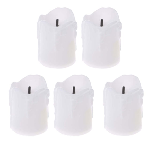 CIMAXIC Wedding 5pcs Simulation Bblack Core Tears LED Electronic Candle Light Creative Birthday Candle Wedding Craft Candle Light(White Shell,Warm White Light),1.38"X1.38"X1.97"