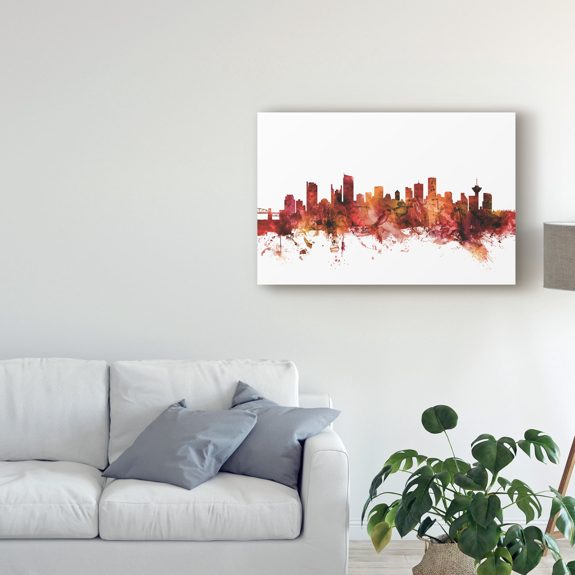 Trademark Fine Art 'Vancouver Canada Skyline Red' Canvas Art by Michael Tompsett
