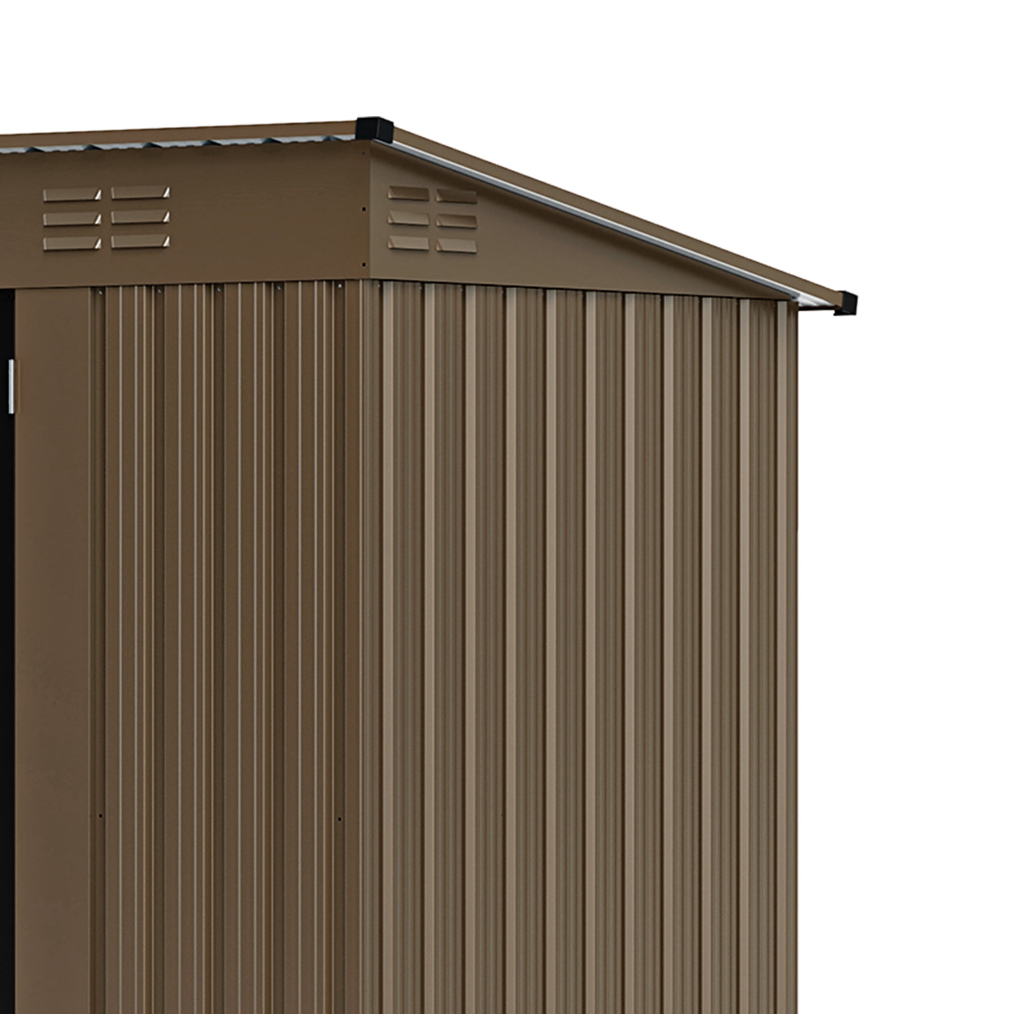 Uforic 9x4ft Metal Outdoor Storage Shed, Heavy Duty Lockable Tool Shed with Vents, for Backyard Patio Lawn Bike Lawn Mower Garden Tools, Brown