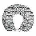 thumbnail image 1 of Abstract Travel Pillow Neck Rest, Rhythmic Damask Motifs Ivy Botany Adornments Print on Plain Background, Memory Foam Traveling Accessory Airplane and Car, 12", White Charcoal Grey, by Ambesonne, 1 of 2