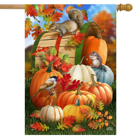 Briarwood Lane Fall Pumpkin Gathering House Flag