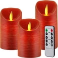 thumbnail image 1 of Safe Flameless Design, Decorative Led Candles Real Wax Pillar Battery Operated Flickering Candles With Timer Functionality For Perfect For Various Occasions, Set Of 3, Red, 1 of 7