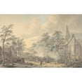thumbnail image 2 of Dirk Langendijk 18x13 Gold Ornate Wood Frame and Double Matted Museum Art Print Titled - Battle Scene with Church at Right (ca. 1790-1800), 2 of 4