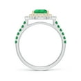 thumbnail image 2 of ANGARA Natural Pear-Shaped 1.2 ct Emerald Two Tone Ring with Double Halo in 14K White & Yellow Gold for Women (Size-9x6mm) | May Birthstone, Anniversary, Jewelry Gift for Women | Natural Emerald Ring, 2 of 9