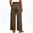 thumbnail image 3 of cocolona Womens Solid Color Casual High Waist Sweatpants Elastic Waist Drawstring Wide Leg Cargo Pants with Pockets, 3 of 5