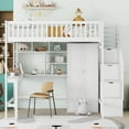 thumbnail image 3 of Harper & Bright Designs Full Loft Bed with Wardrobe Storage Space, Stairs Loft Bed with Desk and Shelves for Boys Girls, White, 3 of 16