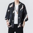thumbnail image 2 of Chaqueta de punto con pintura china para hombre, abrigo ligero informal con estampado de manga de cinco puntos Pompotops oipoqjl21488, 2 of 7