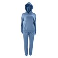 thumbnail image 4 of Gibobby Set Pants y Sudadera Mujer Conjunto de pantalones de bolsillo en ángulo recto de suéter de manga larga con capucha sólida informal a la moda para muje(Azul,XL), 4 of 4