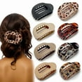 thumbnail image 2 of Fashion Oval Hair Claw Clip for Women New Design Leopard Matte Curved Flat Styling Barrettes Acrylic Lying Down Hair Accessories, 2 of 10
