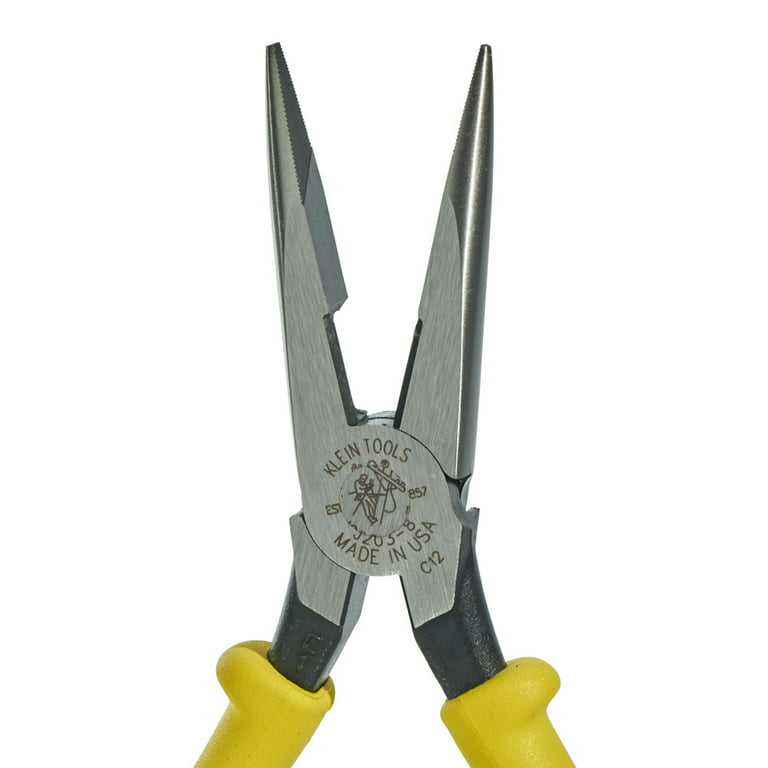 Klein Tools J203-8 8-Inch Needle Nose Pliers, Heavy Duty Cutting, Extended  Handles, High Leverage, Induction Hardened with Hot-Riveted Joint - Needle  Nose Pliers 