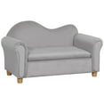thumbnail image 2 of Qaba Ergonomic Foam Kids Sofa with Storage Pocket, Gray, 2 of 9