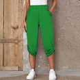 thumbnail image 3 of Capri Pants for Women Spring Summer Elastic Waist Straight Leg Cropped Pants with Pockets Womens Capris, 3 of 6