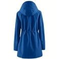 thumbnail image 4 of Htigea Raincoat for Women Waterproof Windbreaker Mid-Length Drawstring Waist Hooded Coat Plus Size Outdoor Active Windproof Jacket with Pockets Blue 4XL, 4 of 6