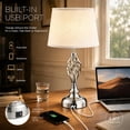 thumbnail image 6 of Coliware Table Lamp Set of 2, Silver Traditional Dimmable Desk Lamps with Touch Control USB Charging Port, Farmhouse Tapered Drum Shade Bedside Nightstand Lamps for Living Room Bathroom Bedroom, 6 of 13
