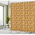 thumbnail image 4 of Ambesonne Yellow Brown Shower Curtain, Round Retro Daisies, 69"Wx84"L, Amber Dark Yellow, 4 of 4