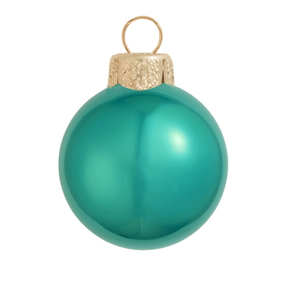 Whitehurst Pearl Finish Glass Christmas Ball Ornaments - 2.75" (70mm) - Turquoise Green - 12ct