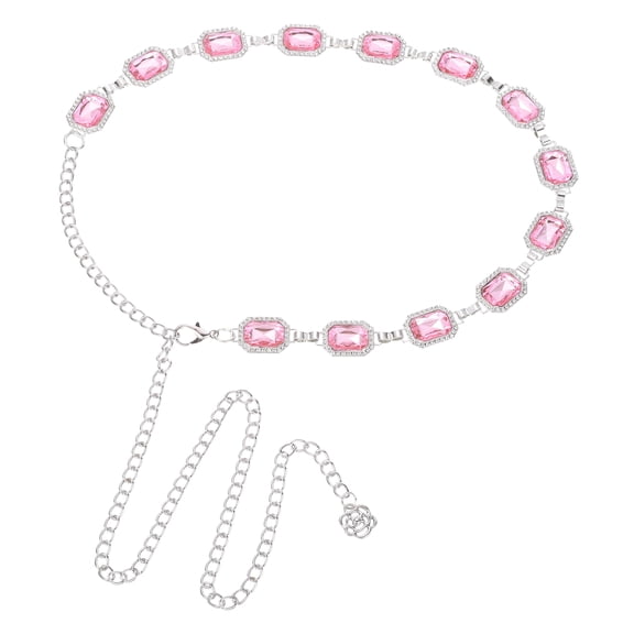 Uxcell Metal Chain Belt, Western Concho Chain Belts Rhinestone Metal Link Waist Belt for Women Dresses Jeans Country Concert Outfit, Pink