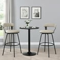 thumbnail image 2 of Bar Stools Set of 2-Metal Stools for Kitchen Counter PU Leather Barstools Swivel Bar Chairs for Dining Cafe,Metal Footrest,30” Beige, 2 of 6