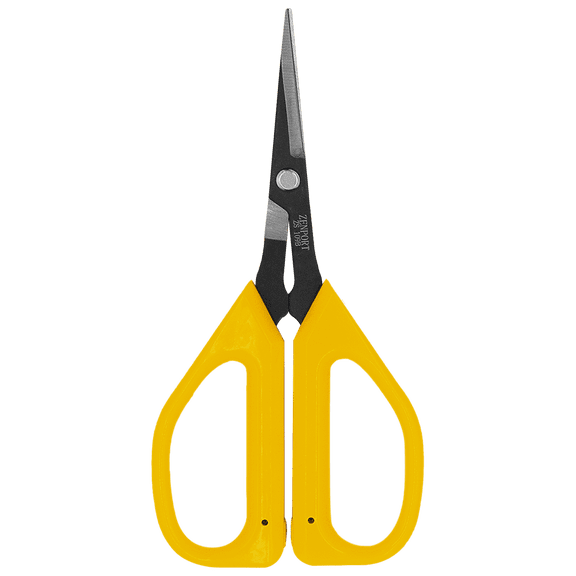 Zenport ZS109B Deluxe Bent Handle Bud Trimming Scissors, 6.5-Inch, 1.4 Inch Carbon Steel Blades, Yellow - 3 Pack