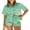 Green, variant on Michellecmm Wome Satin Lounge Set Short Sleeve Lapel Tops Wine Cup Print Shorts