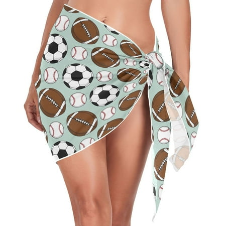 joogoo Rugby Football Baseball Women s Beach Sarong Bathing Suit Wrap Swimwear Cover Ups M