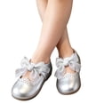 thumbnail image 6 of Gpaecead Girls Mesh Bow Mary Jane Shoes Soft Sole Non Slip Faux Leather Princess Dress Shoes For Toddler, Silver, 6 of 8