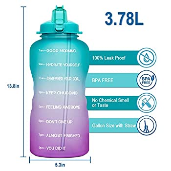 When Full Motivational BPA Free Leakproof Water Bottle with Straw /& Time Marker Perfect for Fitness Gym Camping Outdoor Sports Venture Pal Large 1 Gallon//128 OZ