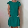 thumbnail image 2 of QIPOPIQ Robes pour Femmes avec Poches Manches Courtes Nouvelle Robe d'Été Unie à Boutons Double Robe à Col Rond Contrastant Offres 2023, 2 of 8