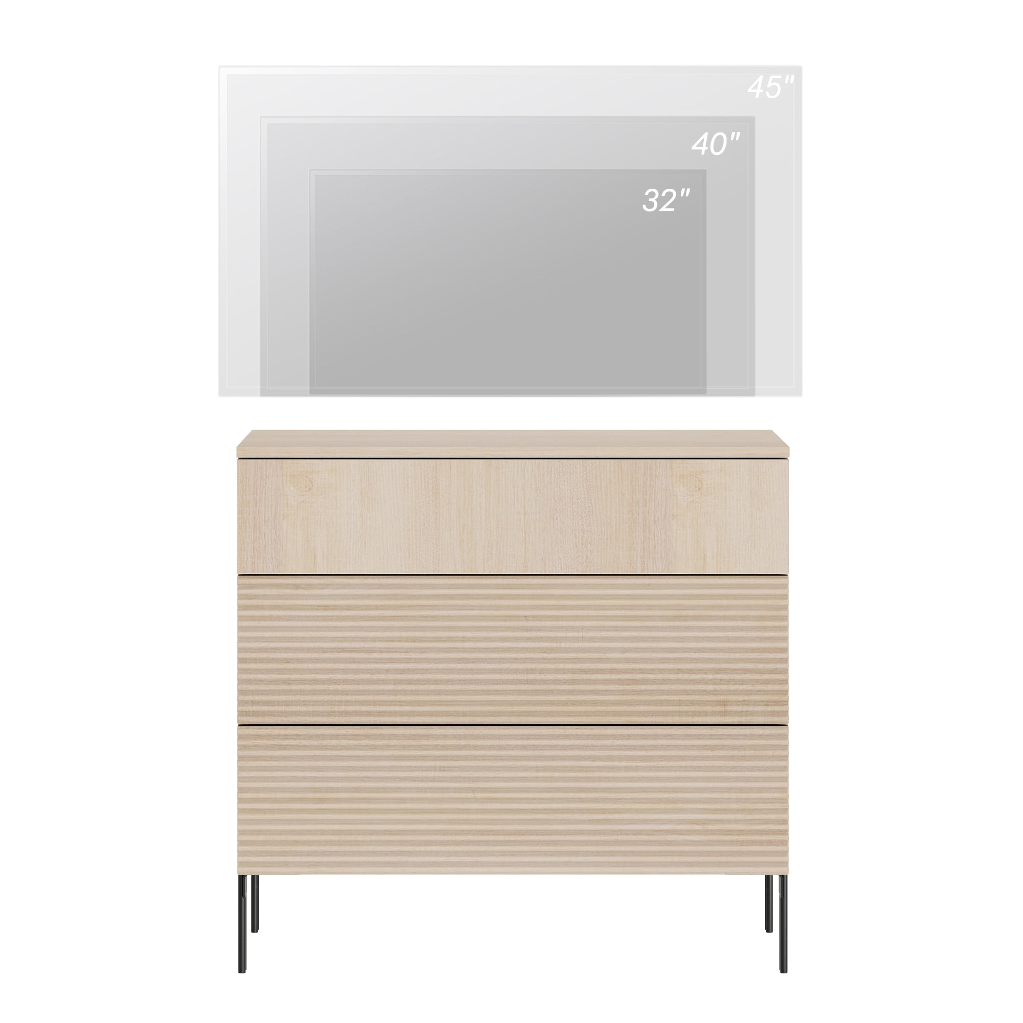 31.5" Reeded Dresser TV Stand, Modern Minimalist Entertainment Center, Wooden TV Console with Storage for Living Room,Bedroom