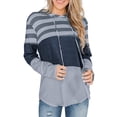 thumbnail image 1 of Sudadera holgada gris para mujer con mangas largas suaves para uso diario, universitario o de citas Sudadera con capucha a rayas, 1 of 6