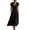 Black, variant on Women's V Neck Short Sleeve Maxi Dress, Casual Loose Asymmetric Button Tunic Dress with Pockets, Cotton Long Dress for Summer