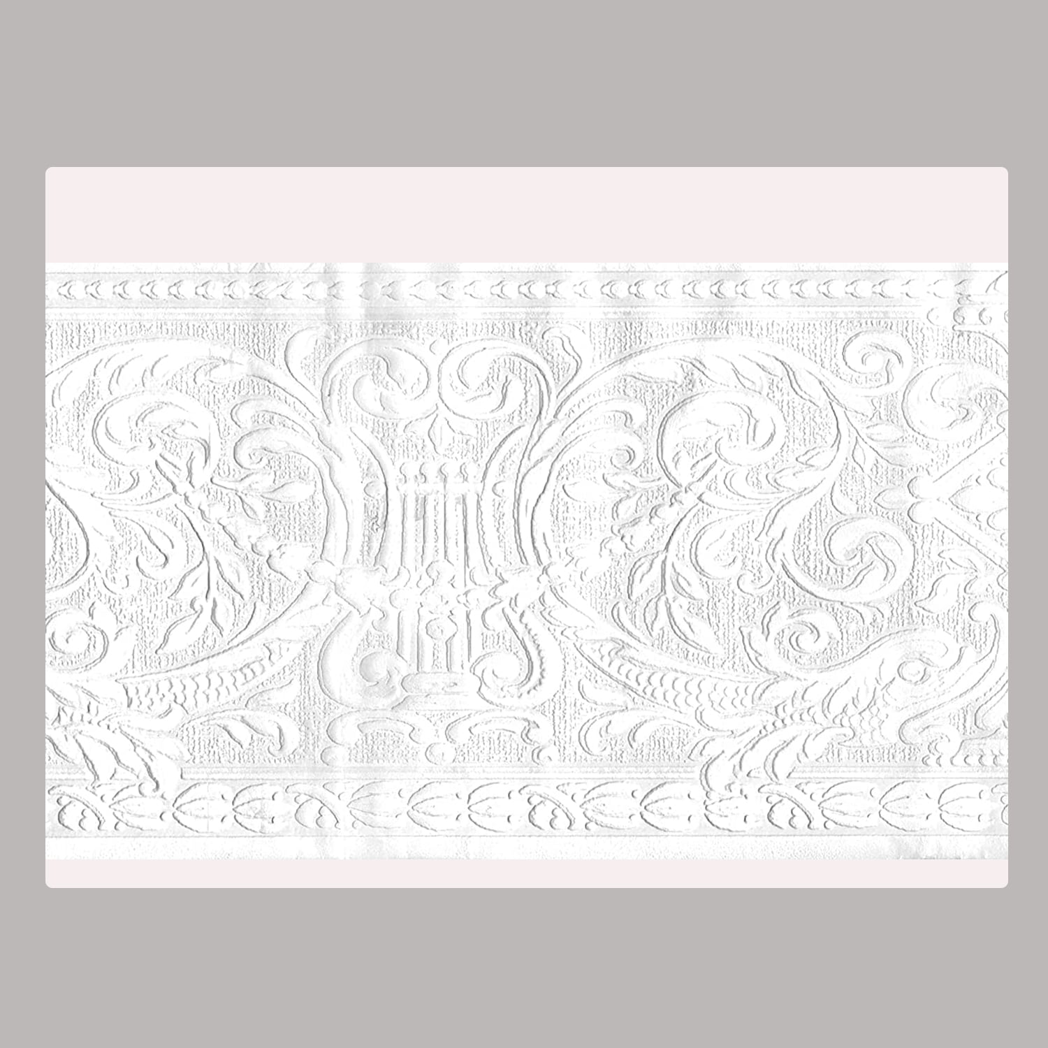 Concord Wallcoverings Paintable Wallpaper Border for Living Room or  Bedroom 675 inches by 15 Feet 533507F White Damask  Amazoncouk DIY   Tools