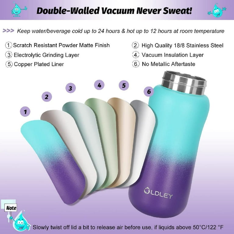 12 oz Insulated Kids Water Bottle with Straw/Chug/2 One-Click-Open Lids 10  Stickers Fruit Strainer Stainless Steel Water Bottles Double Wall Vacuum  Wide Mouth BPA Free Sweat & Leak-Proof for School 
