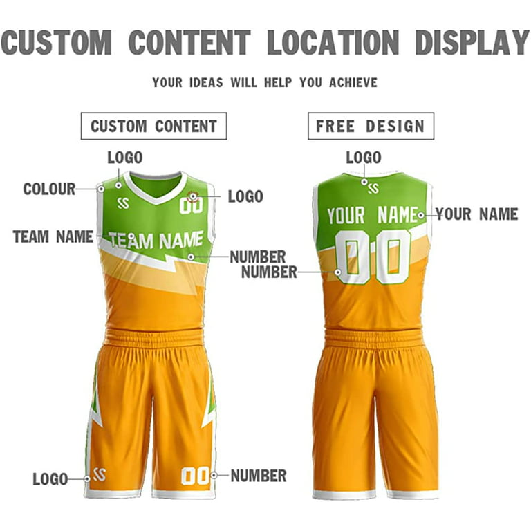 Design Your Own Team Basketball Uniform Color Yellow Sublimated Basketball  Clothes