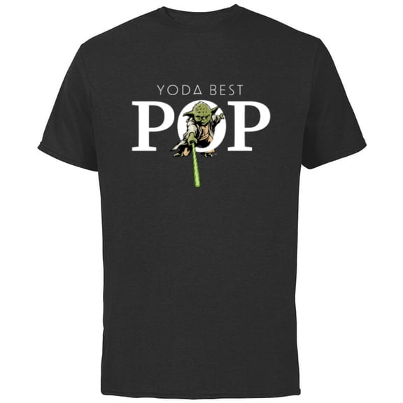 Star Wars Yoda Lightsaber Best Pop Birthday Father's Day - Short Sleeve Cotton T-Shirt for Adults - Customized-Black