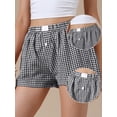 thumbnail image 2 of DARING DIVA Women's Gingham Buttons Comfy Breathable Beach Casual Shorts Small Black, 2 of 6