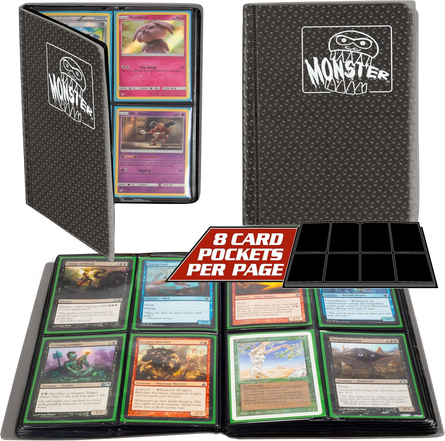 Monster Binder - 4 Pocket Matte White Album with White Pages