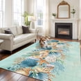 thumbnail image 2 of 5'x7' Area Rugs, Beach Coastal Teal Indoor Outdoor Area Rug for Living Room Bedroom, Nautical Shell Starfish Coral Summer Washable Bathroom Rugs Kitchen Floor Carpet Mats Home Decor Aesthetic, 2 of 8