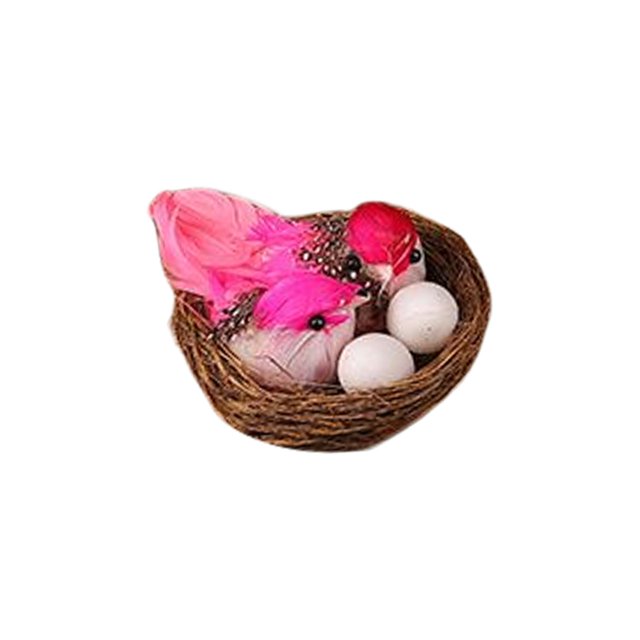 Nido de pájaro y huevos Nido De Pájaro Artificial Con Adorno De Huevos Artes Del Césped Para La Decoración De Primavera Rosa