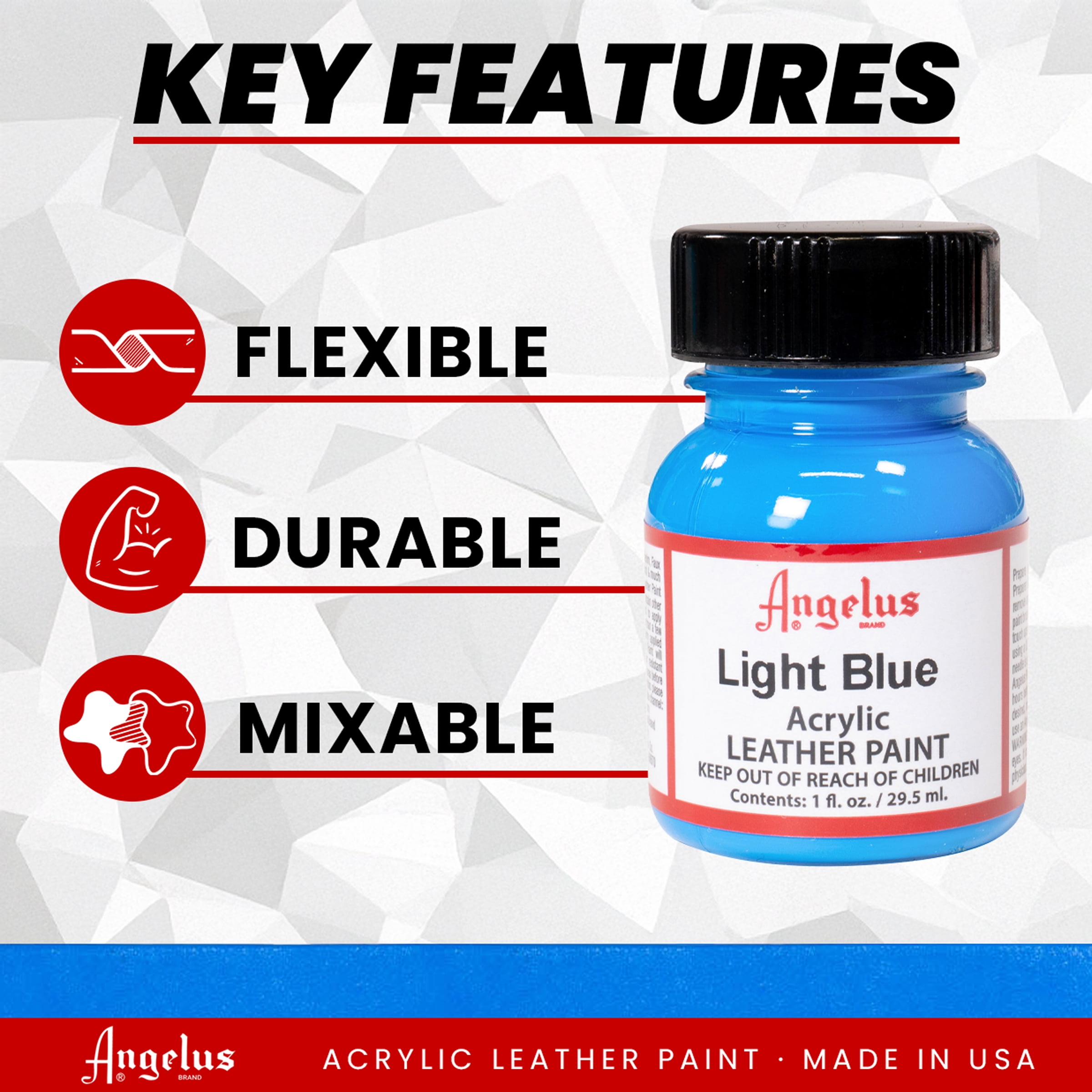 Angelus Glitterlites Farbe – Eisblau, 1 Oz (30 Ml), Für Leder & Vinyl, Made In USA