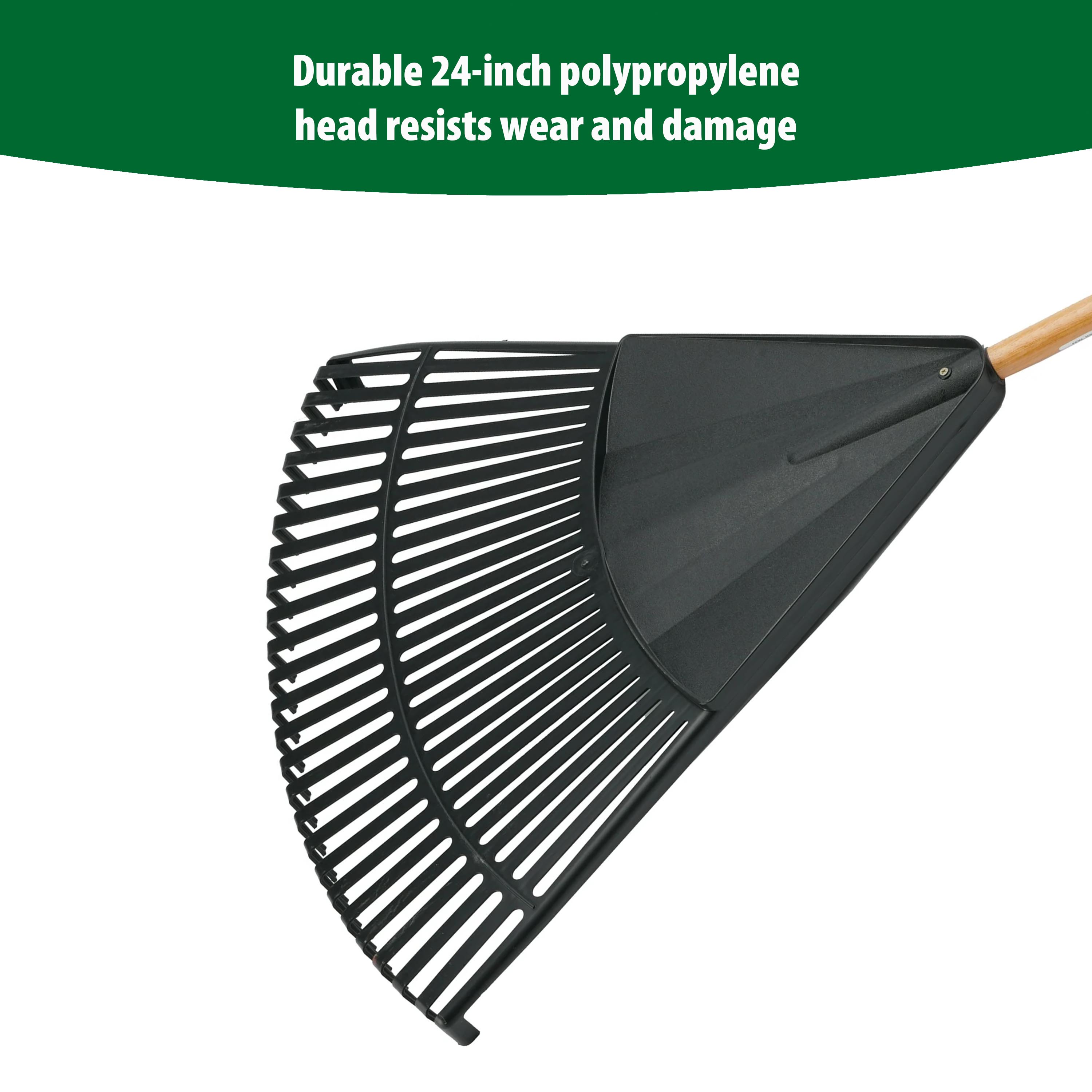 Expert Gardener 24-Inch Poly Leaf Rake with Wood Handle photo 4