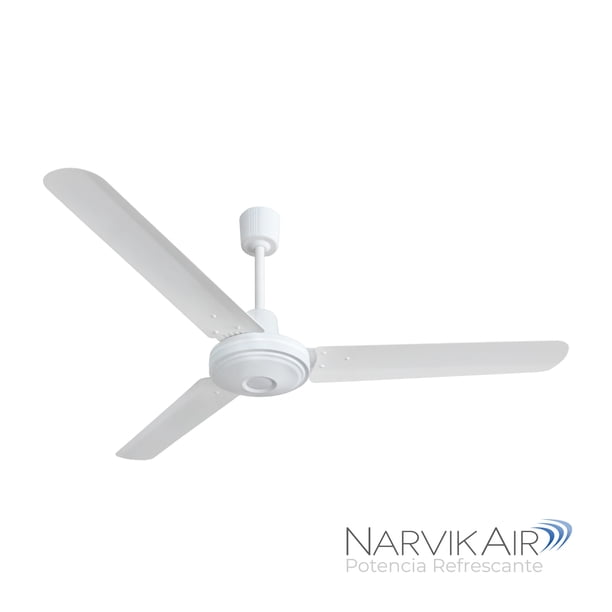 Narvik, Ventilador de Techo Industrial, 56 pulgadas, Aspas Aluminio, Control de Pared, Blanco Mate, Nuevo