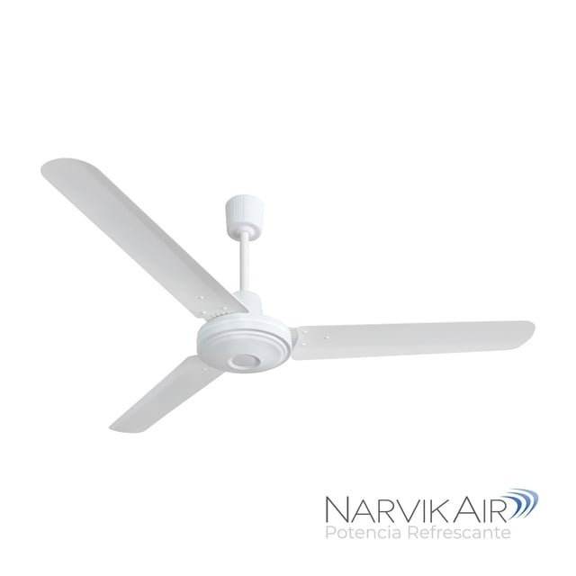 Narvik, Ventilador de Techo Industrial, 56 pulgadas, Aspas Aluminio, Control de Pared, Blanco Mate, Nuevo