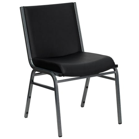 Vinyl Padded Stack Chair - Flash Furniture HERCULES Series Heavy Duty, 3'' Thickly Padded, Black Vinyl Upholstered Stack Chair with Ganging Bracket
