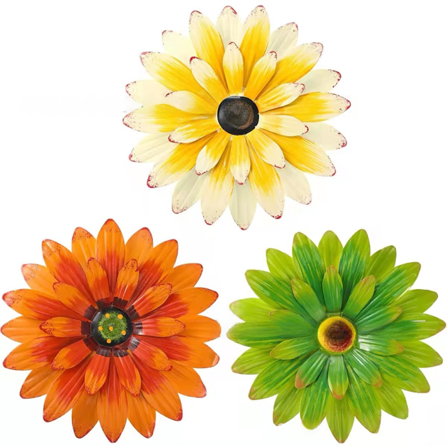 Entrada de jardín americano colgante de pared de hierro para exteriores margarita decoración creativa de pared para el hogar girasol decoración de jardín de infantes