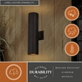 thumbnail image 3 of Chiasso 20 in. H 2-Light Deep Bronze Modern Outdoor Wall Sconce with Rust-Resistant Aluminum Shade, Up Down Lighting, LED Compatible Lantern Fixture, Use For Exterior Porch Patio Front Door Garage, 3 of 10